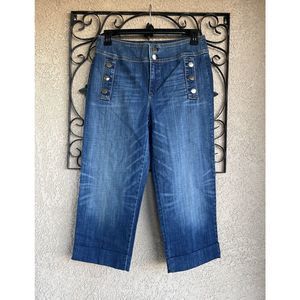 Chicos button front crop jeans - size 1.5/ M-10 - medium wash blue